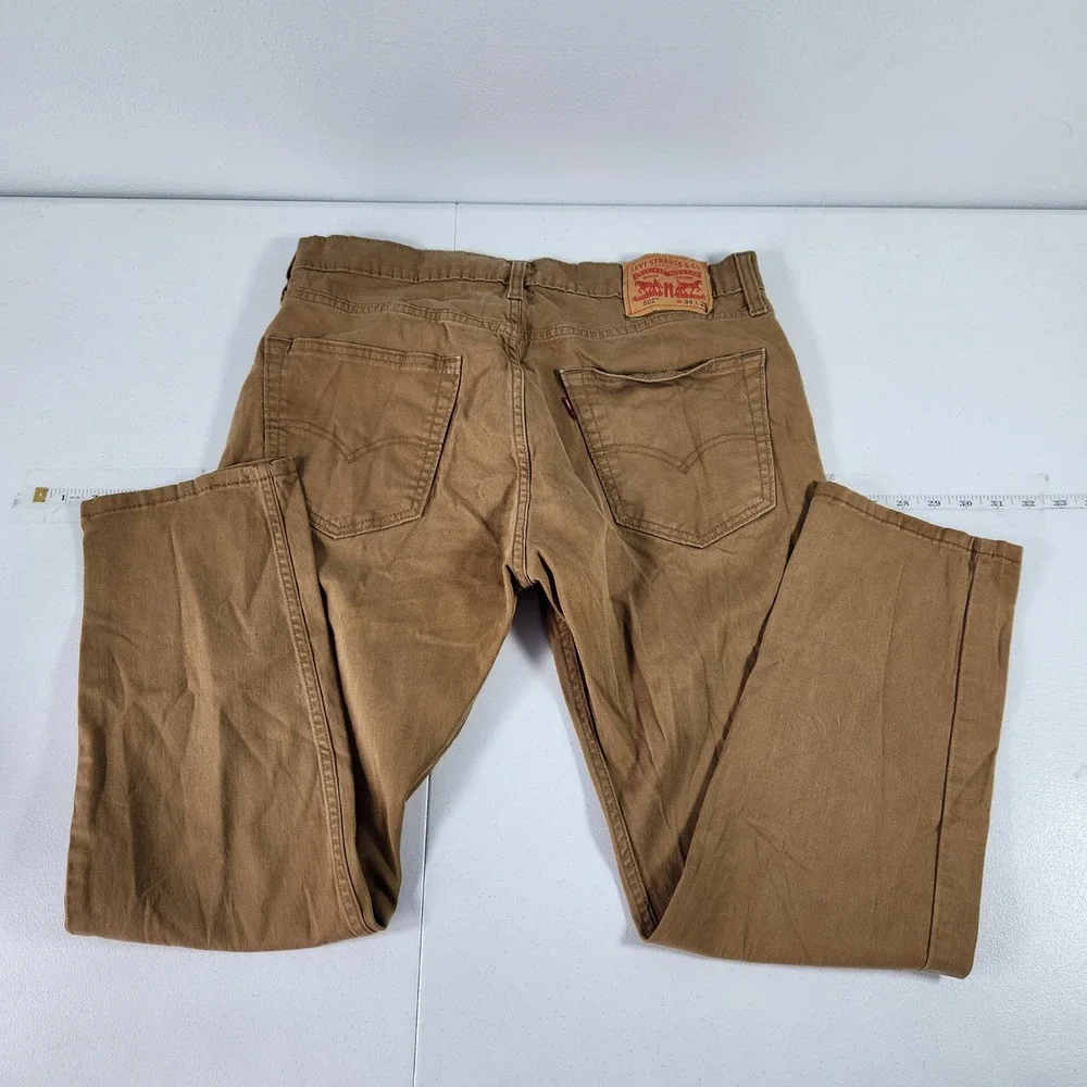 Levis 502 Regular Taper Pants Mens 34x29‎ Brown Stretch Twill 29507-0100
